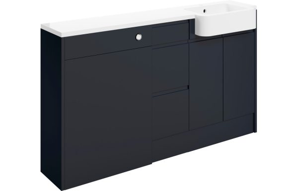 Alessi 1542mm Basin  WC & 3 Drawer Unit Pack (LH) - Matt Indigo Blue