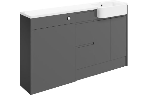 Alessi 1542mm Basin  WC & 3 Drawer Unit Pack (LH) - Onyx Grey Gloss