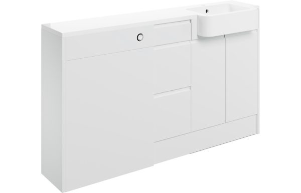 Alessi 1542mm Basin  WC & 3 Drawer Unit Pack (LH) - White Gloss