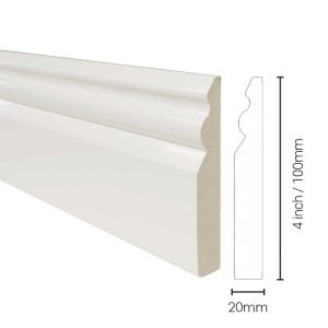 White Plastic 4 inch Gloss Skirting Board (2.5m length)