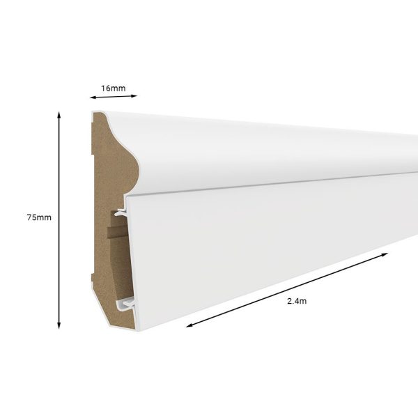 White 100mm x 2.4m Vox Estilo Skirting Board - Image 2